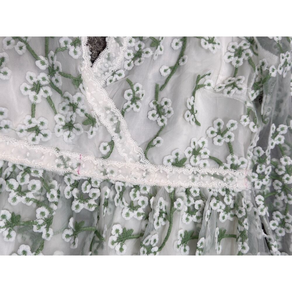 Ever After Floral Embroidered Maxi Dress Cottagecore Wedding Guest Long Sleeve S - Picture 8 of 16